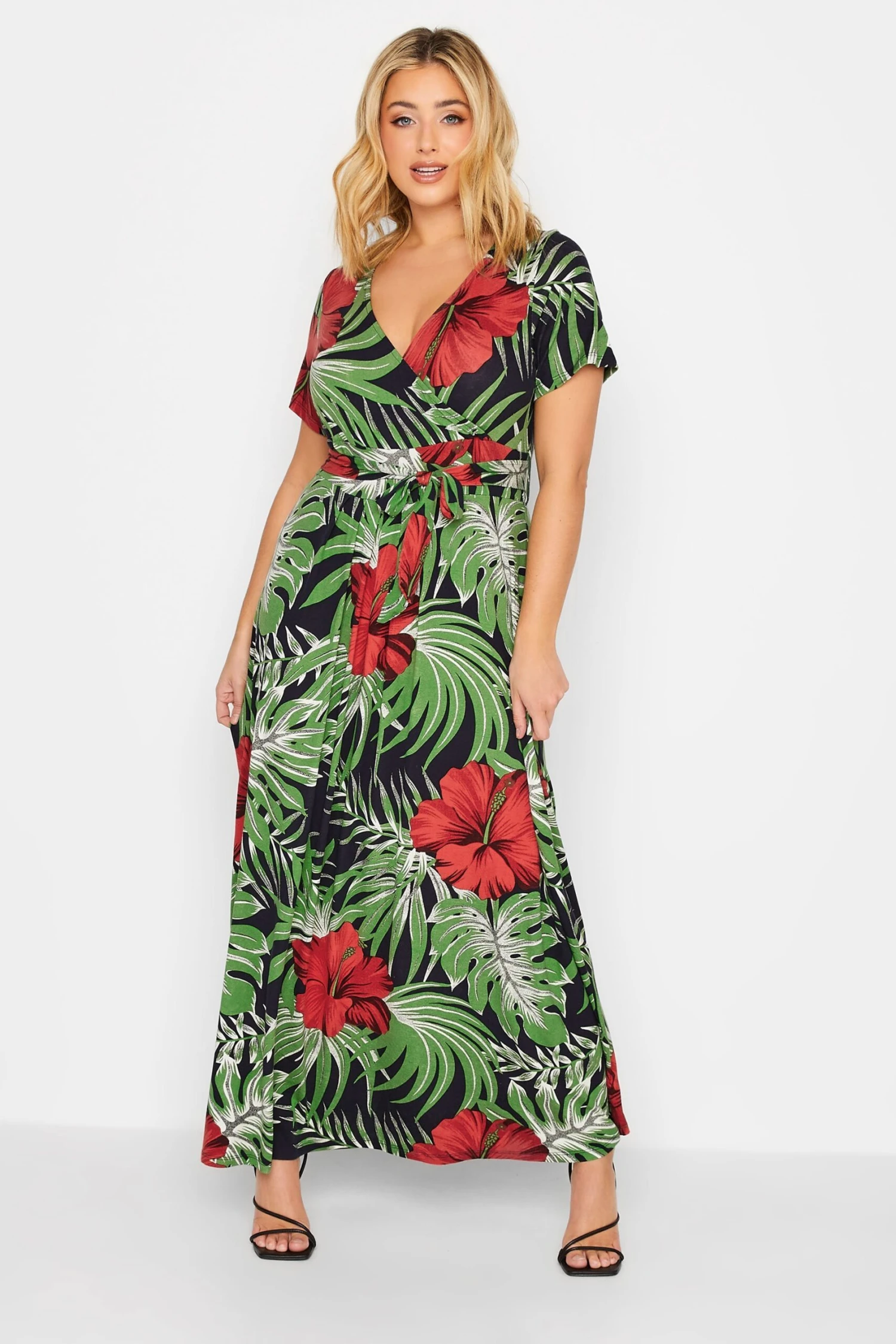 YOURS - Maxi-jurk Met Bloemmotief In Groen & Rood 3 YOURS - Maxi-jurk Met Bloemmotief In Groen & Rood