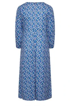 LIMITED COLLECTION - Maxi-jurk Met Bloemetjes, Vierkante Hals & Lange Mouwen In Blauw -NAOMI Kleding Winkel 984eec41 13d4 40 214988 Y