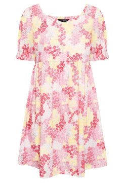 LIMITED COLLECTION - Aangerimpelde Mini-jurk Met Bloemmotief In Roze -NAOMI Kleding Winkel 98778de4 e7a9 42 215514 X