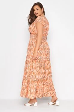 Curve Maxi-jurk Met Bloemetjesprint En Bardot-hals In Oranje -NAOMI Kleding Winkel 9b3c741d 45c5 40 137101 C
