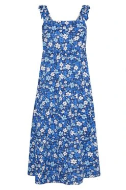 LIMITED COLLECTION - Mouwloze Maxi-jurk Met Retro Bloemen & Bandjes Met Strikdetail In Blauw -NAOMI Kleding Winkel 9b43a92f c812 4b 214491 X