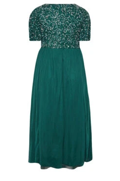 LUXE - Maxi-jurk Met Pailletten Op Het Bovenlijfje & Engelmouwen In Bosgroen -NAOMI Kleding Winkel 9bd28ad8 06bf 48 161988 Y
