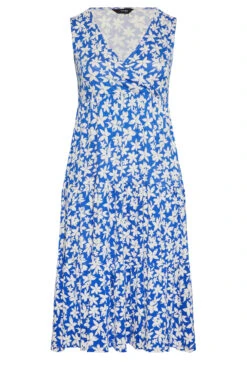 YOURS - Mouwloze Midi-jurk Met Bloemmotief In Blauw -NAOMI Kleding Winkel 9bdedba3 ee31 44 301899 X