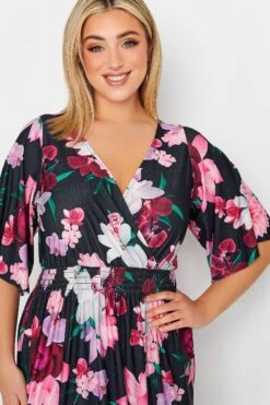 YOURS LONDON - Maxi-jurk Met Elastische Taille & Bloemmotief In Donkerblauw -NAOMI Kleding Winkel 9c42ef64 4f69 4b 162125 E