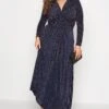 YOURS LONDON - Maxi-jurk Met Glitter & Knoopdetail In Donkerblauw -NAOMI Kleding Winkel 9dce60d6 37ac 49 161639 B