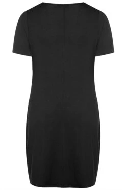 SUSTAINABLE - Jurk Met Korte Mouwen En Zakken In Zwart -NAOMI Kleding Winkel SUSTAINABLE DRAPE POCKET DRESS 136697 0c8d