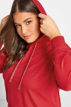 YOURS - Hoodie-jurk Met Zakken In Rood -NAOMI Kleding Winkel a14723be 6cde 46 301730 D