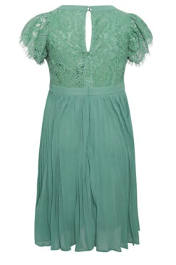 YOURS LONDON - Midi-jurk Met Omslag, Kant & Plissérok In Groen -NAOMI Kleding Winkel a54ae58f f4b6 43 161899 Y