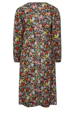 LIMITED COLLECTION - Midi-jurk Met Bloemetjesprint & Lange Mouwen In Zwart -NAOMI Kleding Winkel a7764633 076f 4a 215210 Y