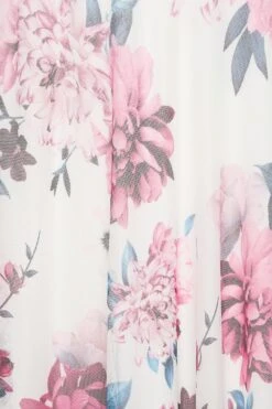 YOURS LONDON - Asymmetrische Mesh Jurk Met Bloemmotief In Wit/roze -NAOMI Kleding Winkel a80d8e67 dd27 4d 162123 Z