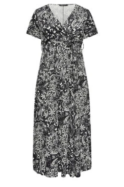 YOURS - Maxi-jurk Met Paisley Print & Korte Mouwen In Zwart -NAOMI Kleding Winkel a8454442 a40b 41 302074 X