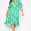 Midi-jurk Met Bloemenprint & Lange Achterkant In Groen -NAOMI Kleding Winkel a90ce9e0 f1d8 4b 137119 A