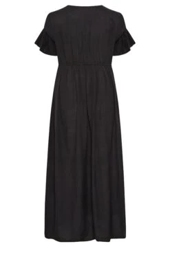 LIMITED COLLECTION - Aangerimpelde Maxi-jurk Met Knopen In Zwart -NAOMI Kleding Winkel aae2cfbc 35d7 48 215680 Y