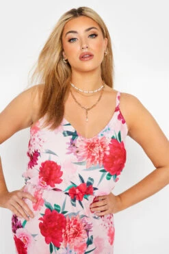 YOURS LONDON - Maxi Cami-jurk Met Bloemenprint In Roze -NAOMI Kleding Winkel aafb3501 b085 45 161431 D
