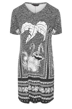 Jurk Met Aztec En Flamingoprint In Zwart -NAOMI Kleding Winkel ac65545d 1afb 47 301058 X