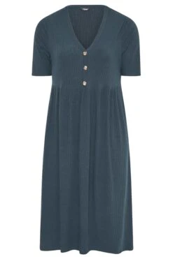 LIMITED COLLECTION - Geribbelde Midi-jurk Met Peplum In Donkerblauw -NAOMI Kleding Winkel ad8c2e00 025a 49 214246 f