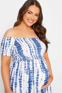BUMP IT UP MATERNITY - Jurk Met Tie-dye Print & Smokwerk In Blauw -NAOMI Kleding Winkel af884d1c 8d27 4f 158361 D