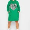 YOURS - Hoodie-jurk Met Hart Met Pailletten In Groen -NAOMI Kleding Winkel afcd26de 75dd 46 301614 B