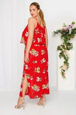 YOURS LONDON - Maxi-jurk Met Bloemmotief En Overlay In Rood -NAOMI Kleding Winkel b020a2ec 5e71 49 161944 C