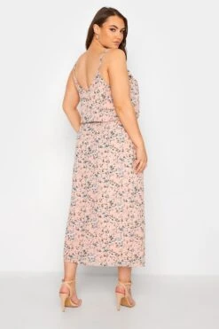 YOURS LONDON - Lange Cami-jurk Met Bloemetjes & Ruchedetail In Roze -NAOMI Kleding Winkel b1818de5 a7e0 4d 161125 C