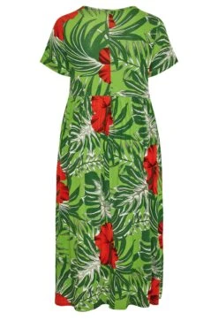 Maxi-jurk Met Tropische Print, Zakken & Korte Mouwen In Groen -NAOMI Kleding Winkel b1eeb4a7 18e1 4a 300970 Y
