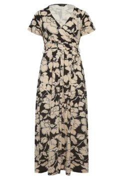 YOURS - Maxi-jurk Met Bloemmotief & Strikdetail In Zwart/beige -NAOMI Kleding Winkel b23debdf 4c90 40 137435 X