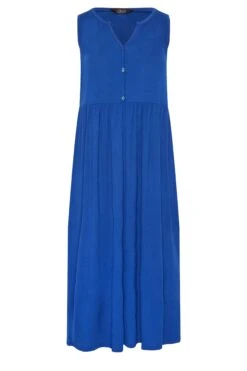 LIMITED COLLECTION - Mouwloze Maxi-jurk Met Knoopdetail In Kobaltblauw -NAOMI Kleding Winkel b52eed0e a83d 43 215755 X