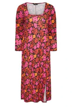 LIMITED COLLECTION - Maxi-jurk Met Bloemen, Vierkante Hals & Lange Mouwen In Rood -NAOMI Kleding Winkel b5e7faa8 ccb3 47 214987 X