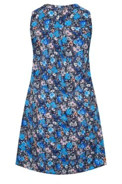Mouwloze Midi-jurk Met Bloemenprint & Zakken In Blauw -NAOMI Kleding Winkel b707b744 196e 4f 173931 Y