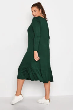 LIMITED COLLECTION - Midaxi-jurk Met Lange Mouwen & Strikdetail In Bosgroen -NAOMI Kleding Winkel ba9261b1 8856 4b 215189 D