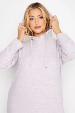 Soft Touch Hoodie-jurk Met Zijsplitten In Lila -NAOMI Kleding Winkel bb6e850c 2a0f 48 301555 D