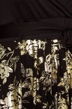 YOURS LUXURY - Midaxi-jurk Met Bloemmotief In Zwart En Goud -NAOMI Kleding Winkel bdcb7d45 2367 48 301807 Z