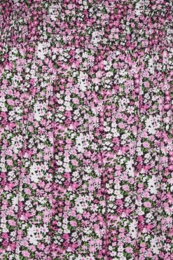 YOURS - Jurk Met Bloemmotief, Smokwerk En Bardothals In Roze -NAOMI Kleding Winkel be5592f8 6a4b 4a 137332 Z