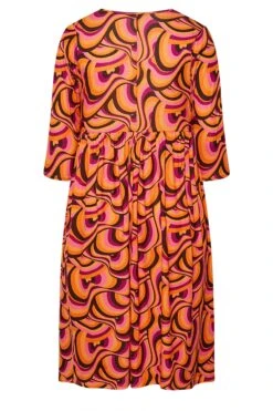 LIMITED COLLECTION - Aangerimpelde Jurk Met Wervelprint In Oranje -NAOMI Kleding Winkel bfc1f248 4b96 43 215167 Y