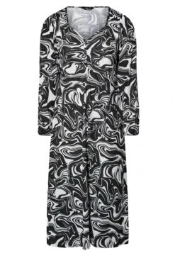 LIMITED COLLECTION - Midi-jurk Met Wervelprint & Lange Mouwen In Zwart -NAOMI Kleding Winkel c051c5aa a737 44 215211 X