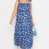 LIMITED COLLECTION - Mouwloze Maxi-jurk Met Retro Bloemen & Bandjes Met Strikdetail In Blauw -NAOMI Kleding Winkel c110dc86 5696 42 214491 B