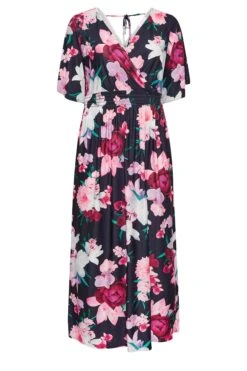 YOURS LONDON - Maxi-jurk Met Elastische Taille & Bloemmotief In Donkerblauw -NAOMI Kleding Winkel c1735487 ebdb 42 162125 X