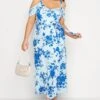 YOURS LONDON - Maxi-jurk Met Bloemenprint & Blote Schouders In Blauw -NAOMI Kleding Winkel c349bc21 c847 42 161531 B