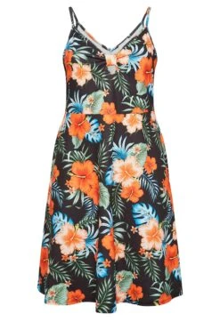 YOURS LONDON - Cami-jurk Met Tropische Print & Strikdetail In Zwart -NAOMI Kleding Winkel c5149817 a801 42 162198 X