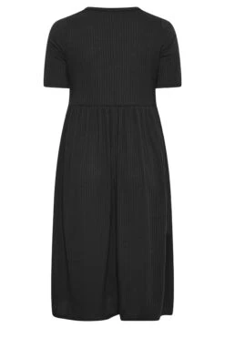 LIMITED COLLECTION - Geribbelde Midi-jurk Met Peplum In Zwart -NAOMI Kleding Winkel c6cd6337 b6ff 4e 214245 Yr