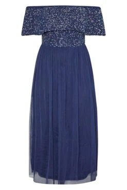 LUXE - Maxi-jurk Met Bardot-hals & Versiering In Blauw -NAOMI Kleding Winkel cbbd78ea da28 4a 161203 Y
