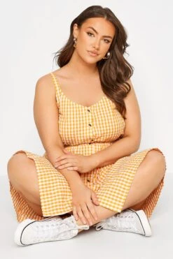 LIMITED COLLECTION - Cami-jurk Met Knopen & Gingham Ruit In Oranje -NAOMI Kleding Winkel cbc60970 be2f 45 214487 D