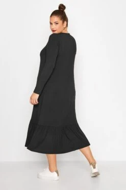 LIMITED COLLECTION - Midaxi-jurk Met Lange Mouwen & Strikdetail In Zwart -NAOMI Kleding Winkel ccd396c5 ce42 47 215188 C