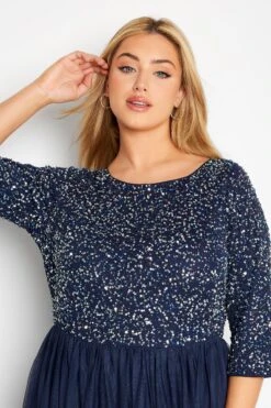 LUXE - Maxi-jurk Met Lovertjes In Donkerblauw -NAOMI Kleding Winkel ced89f8a 8fc4 48 161156 D