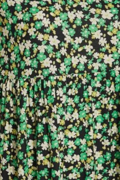 LIMITED COLLECTION - Aangerimpelde Midi-jurk Met Bloemenprint & 3/4-mouwen In Zwart En Groen -NAOMI Kleding Winkel cfaa947f a127 4a 214985 Z