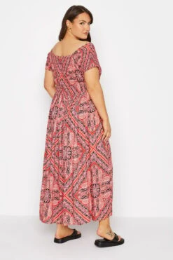 Midaxi-jurk Met Bardot-hals En Paisley Print In Roze -NAOMI Kleding Winkel d013300b 1dfb 49 137106 C
