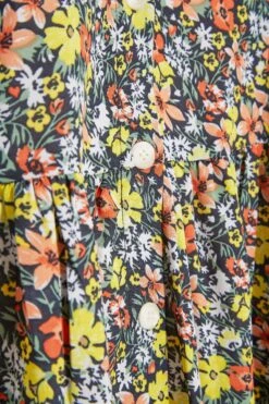 LIMITED COLLECTION - Aangerimpelde Jurk Met Bloemenprint & Knopen In Geel -NAOMI Kleding Winkel d34931bd 940e 45 217023 Z