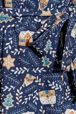 YOURS LONDON - Jurk Met Kerstprint, Vierkante Hals En Tailleband In Donkerblauw -NAOMI Kleding Winkel d3898497 cedf 49 161853 Z