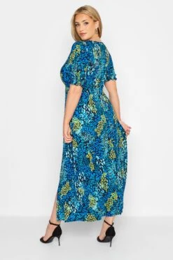 YOURS LONDON - Maxi-jurk Met Dierenprint & Uitsnijding In Blauw -NAOMI Kleding Winkel d64db5b3 7fa2 49 161591 C