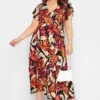 YOURS - Maxi-jurk Met Tropische Print & Omslag In Zwart/oranje -NAOMI Kleding Winkel d6d75770 8ab2 43 301900 B